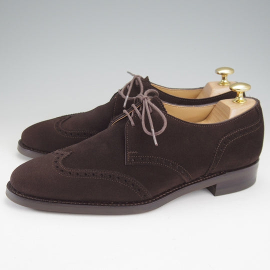 美品★(台東区)ジョーワークス UK5程度【貴重★(仙台)タマヤフットウェア別注/クォーターブローグ】スエード/濃茶/JOE WORK★n680