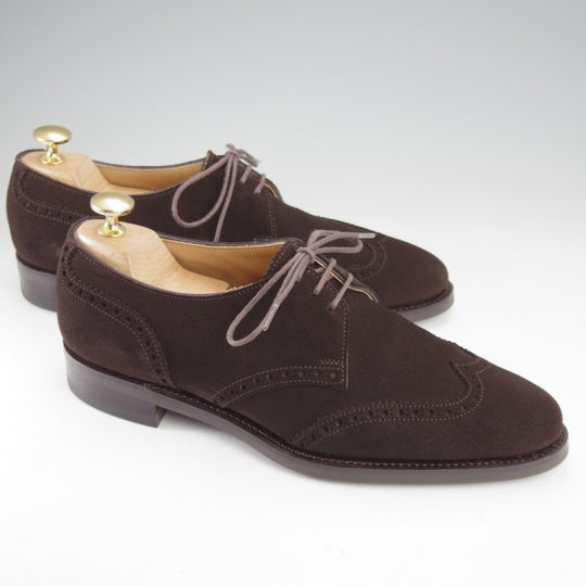 美品★(台東区)ジョーワークス UK5程度【貴重★(仙台)タマヤフットウェア別注/クォーターブローグ】スエード/濃茶/JOE WORK★n680