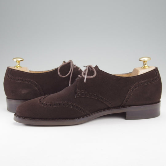 美品★(台東区)ジョーワークス UK5程度【貴重★(仙台)タマヤフットウェア別注/クォーターブローグ】スエード/濃茶/JOE WORK★n680