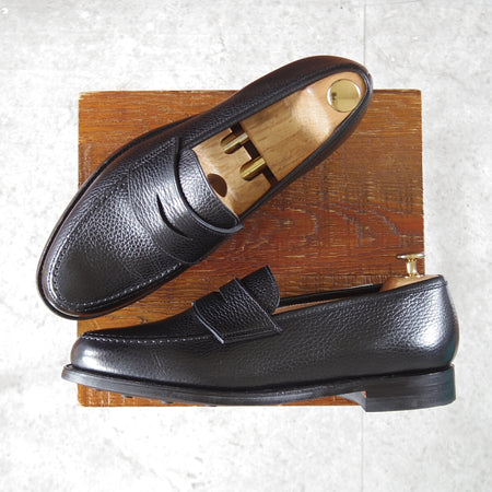 美品★クロケット&ジョーンズ 7.5E【定価￥127,600-★ダイナイトソール/BOSTON 2】376ラスト/コインローファー/黒/Crockett&Jones★o732