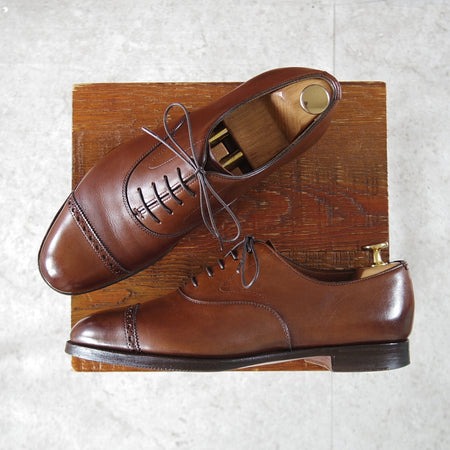 極上★エドワードグリーン 6E【現行定価￥257,400-★BERKELEY/202ラスト】バークレー/パンチドキャップトゥ/濃茶/EDWARD GREEN★o735