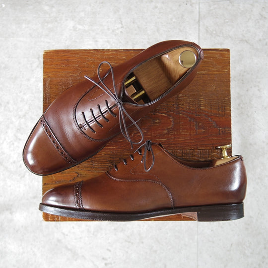 極上★エドワードグリーン 6E【現行定価￥257,400-★BERKELEY/202ラスト】バークレー/パンチドキャップトゥ/濃茶/EDWARD GREEN★o735