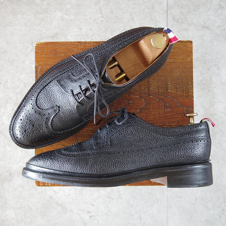 美品★(米)トムブラウン US8.5【定価￥214,500-★英国製/ロングウイング】グレインレザー/黒/メンズ/THOM BROWNE★p307