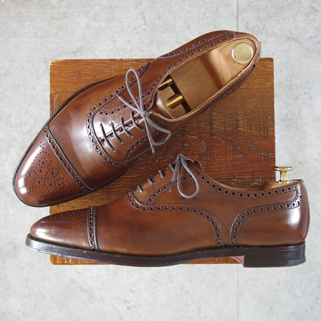 美品★クロケット&ジョーンズ 9.5E【定価￥154,000-★WESTFIELD 2/ウエストフィールド】379ラスト/セミブローグ/濃茶/Crockett&Jones★p308