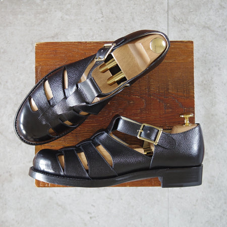 ほぼ試着程度★(恵比寿)ショセ SIZE 24.5【定価￥77,000-★Sublime by chausser/SU-109】グルカサンダル/シボ革/黒/サブライム★p312