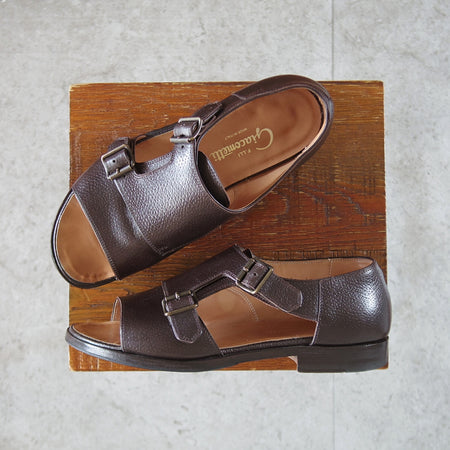 極上★(伊)F.LLIジャコメッティ SIZE 40【定価￥90,200-★ダブルモンクサンダル/FG330】SANDALOラスト/濃茶/メンズ/Giacometti★p313