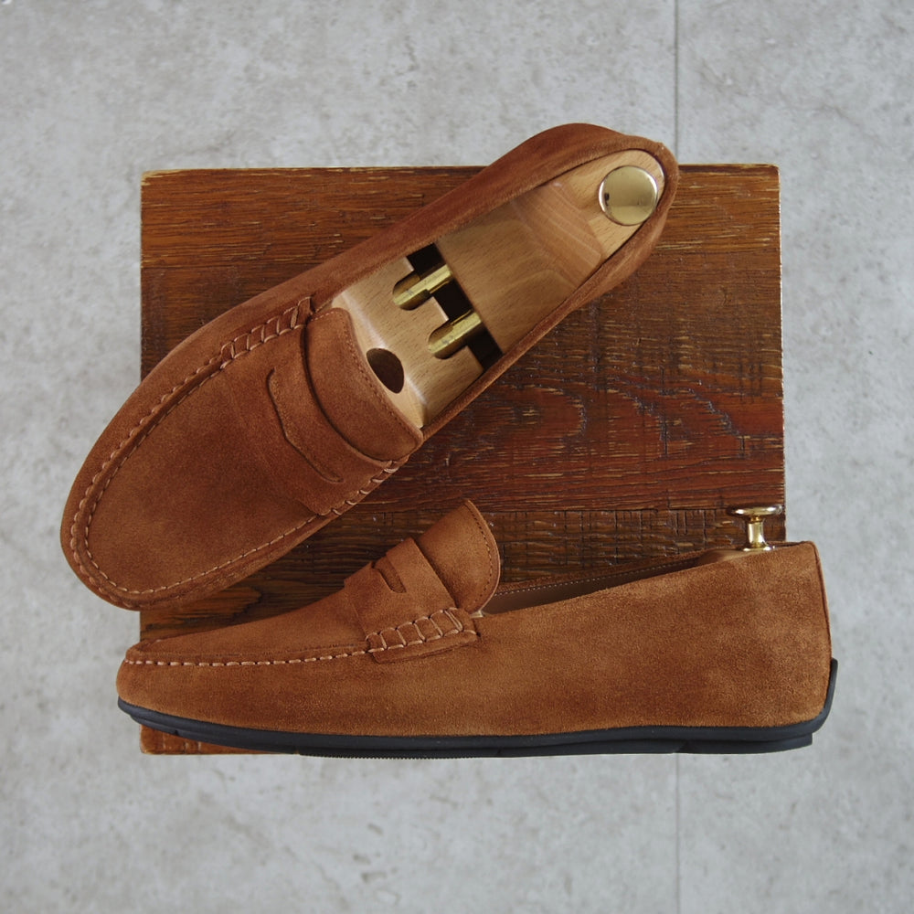 極美品★J.M.ウエストン SIZE 7.5【定価￥104,500-★ドライビングシューズ/932 】ローファー/スエード/茶/メンズ/Weston/ウェストン★p314