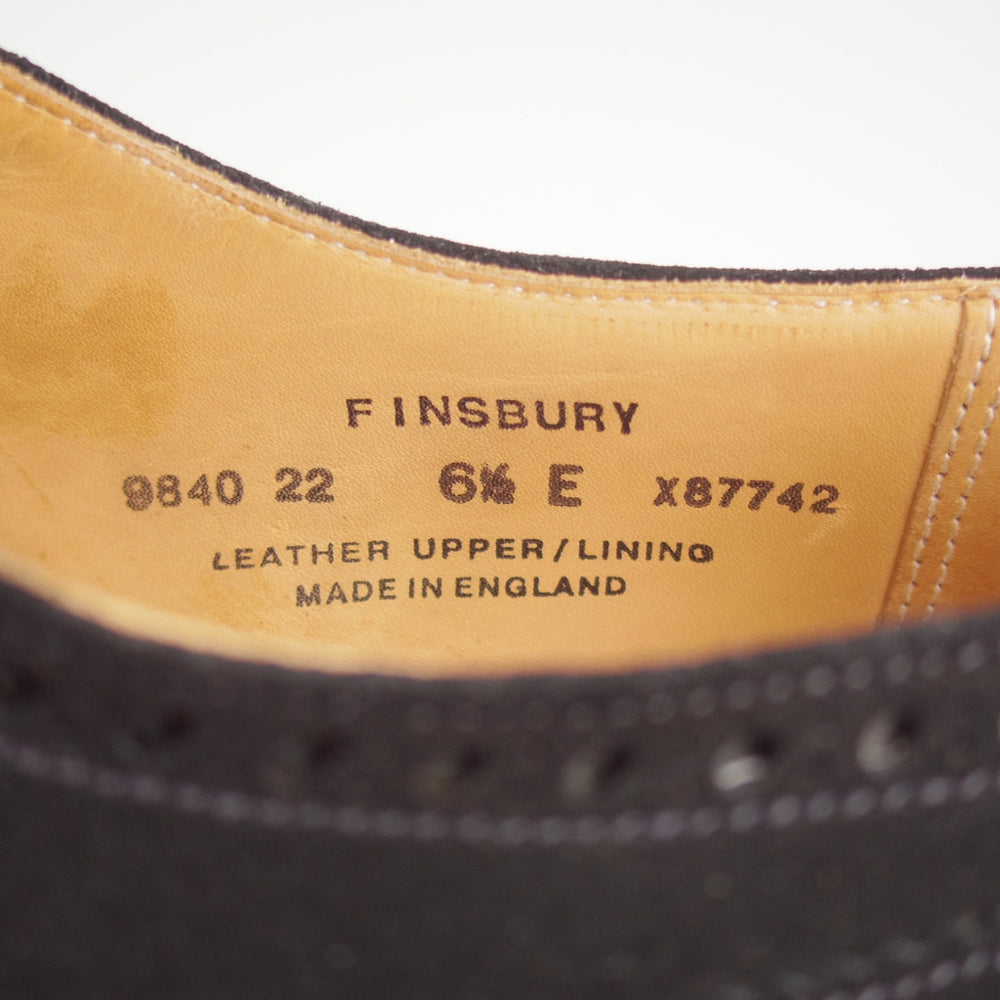 ★クロケット&ジョーンズ 6.5E【現行定価10万円以上★フルブローグ/FINSBURY】341ラスト/スエード/黒/メンズ/Crockett&Jones★p303