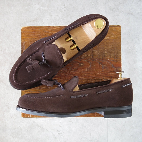 ほぼ試着程度★三陽山長 SIZE 8.5【定価￥75,900-★鹿一郎/R2013ラスト】タッセルローファー/スエード/濃茶/Sanyo Yamacho★n694