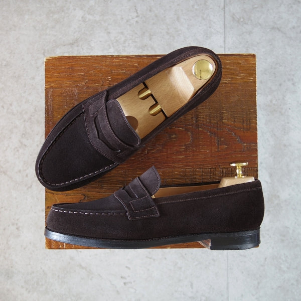 極上★J.M.ウエストン 4.5C【定価￥156,200-★コインローファー/180】82ラスト/スエード/濃茶/メンズ/Weston/ウェストン★n695