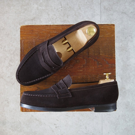 極上★J.M.ウエストン 4.5C【定価￥156,200-★コインローファー/180】82ラスト/スエード/濃茶/メンズ/Weston/ウェストン★n695
