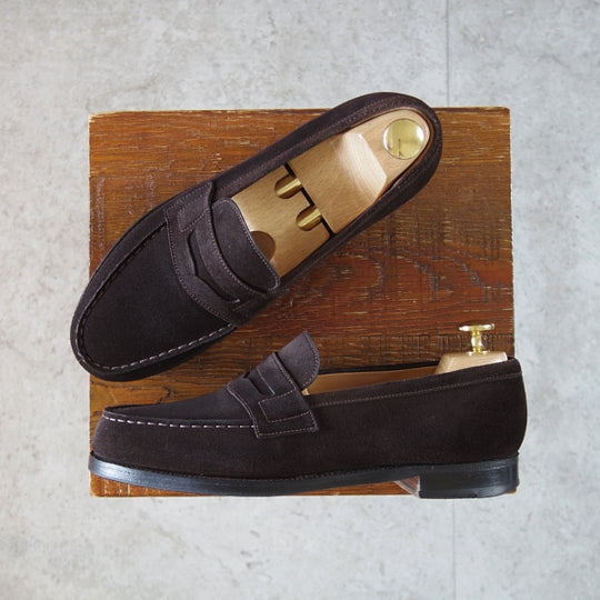 極上★J.M.ウエストン 4.5C【定価￥156,200-★コインローファー/180】82ラスト/スエード/濃茶/メンズ/Weston/ウェストン★n695
