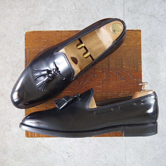 ★(伊)F.LLIジャコメッティ SIZE 42.5【定価￥121,000-★タッセルローファー/FG421】ROSSAラスト/カーフ/黒/メンズ/Giacometti★n696