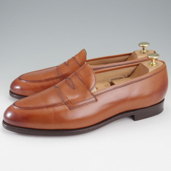 極美品★エドワードグリーン 10E【定価￥253,000-★ピカデリー/PICCADILLY】184ラスト/コインローファー/カーフ/茶/EDWARD GREEN★n687