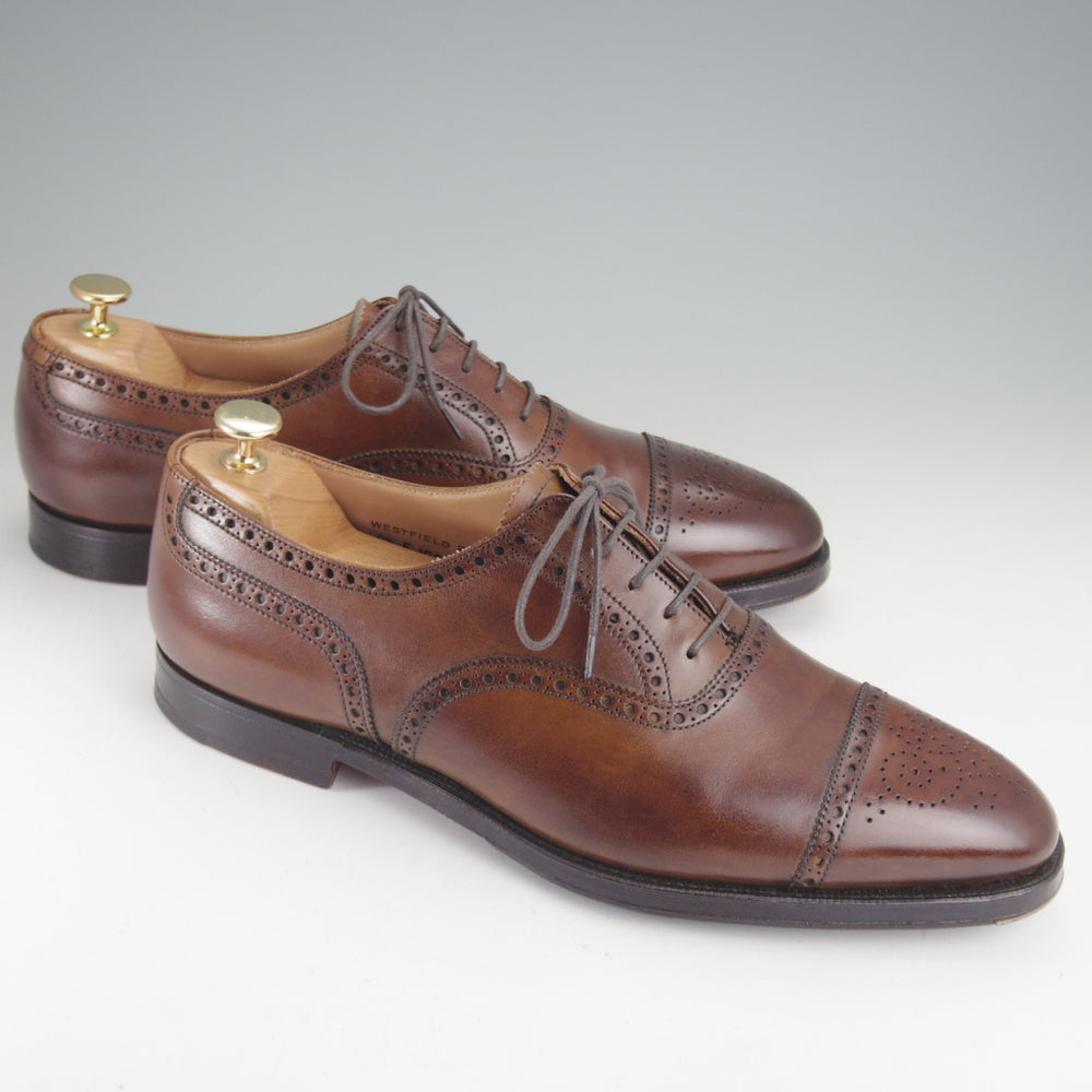 美品★クロケット&ジョーンズ 9.5E【定価￥154,000-★WESTFIELD 2/ウエストフィールド】379ラスト/セミブローグ/濃茶/Crockett&Jones★p308