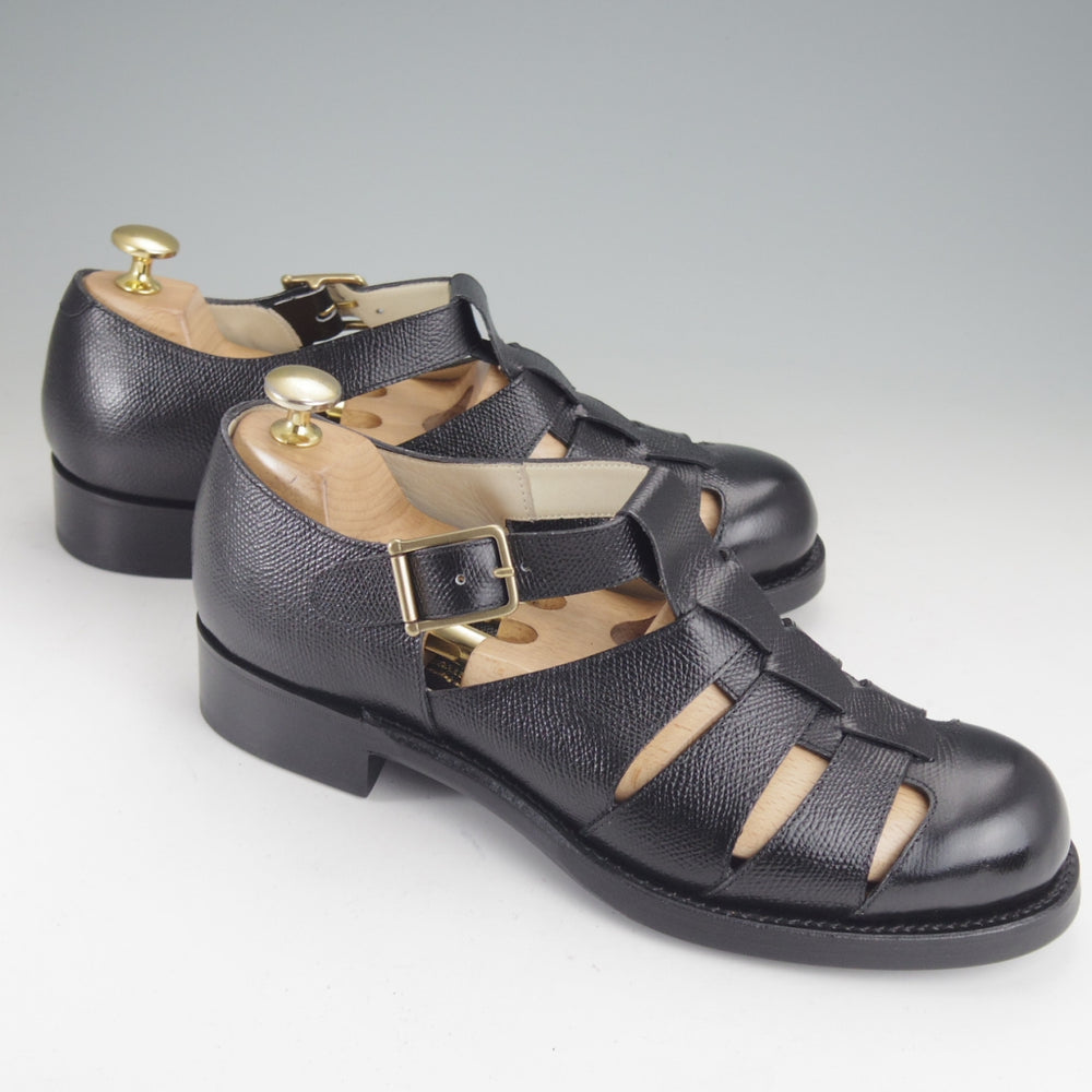 ほぼ試着程度★(恵比寿)ショセ SIZE 24.5【定価￥77,000-★Sublime by chausser/SU-109】グルカサンダル/シボ革/黒/サブライム★p312
