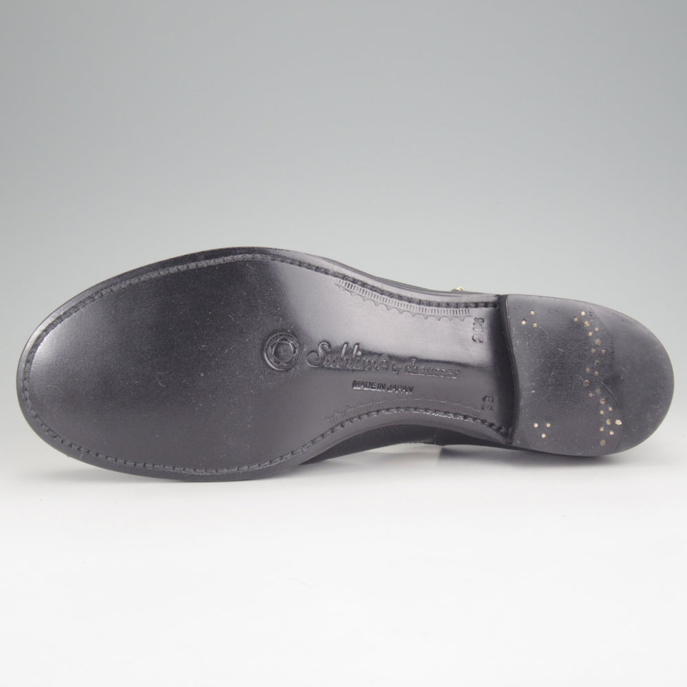 ほぼ試着程度★(恵比寿)ショセ SIZE 24.5【定価￥77,000-★Sublime by chausser/SU-109】グルカサンダル/シボ革/黒/サブライム★p312