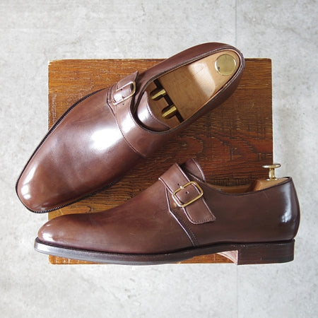 未使用★クロケット&ジョーンズ UK7.5/US8E【(米)ラルフローレン別注★POLO Ralph Lauren】モンクストラップ/濃茶/Crockett&Jones★n177