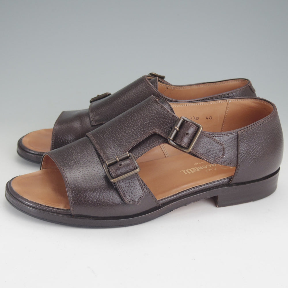 極上★(伊)F.LLIジャコメッティ SIZE 40【定価￥90,200-★ダブルモンクサンダル/FG330】SANDALOラスト/濃茶/メンズ/Giacometti★p313