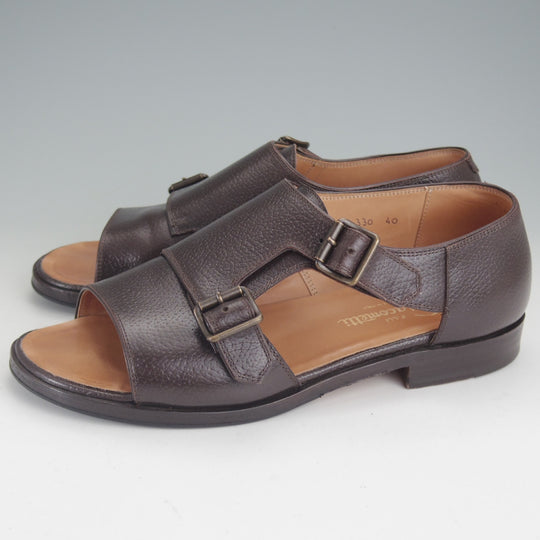 極上★(伊)F.LLIジャコメッティ SIZE 40【定価￥90,200-★ダブルモンクサンダル/FG330】SANDALOラスト/濃茶/メンズ/Giacometti★p313