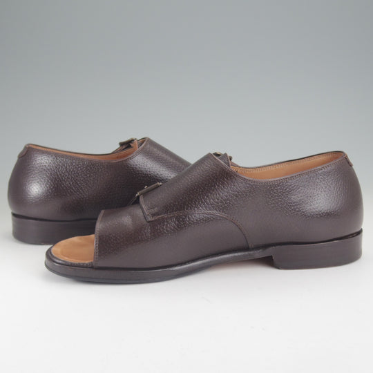 極上★(伊)F.LLIジャコメッティ SIZE 40【定価￥90,200-★ダブルモンクサンダル/FG330】SANDALOラスト/濃茶/メンズ/Giacometti★p313