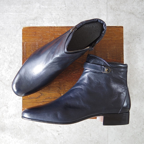 未使用★(伊)タニノクリスチー SIZE 6.5【デッドストック品★サイドジップブーツ/濃紺】カーフ/メンズ/TANINO CRISCI★n185