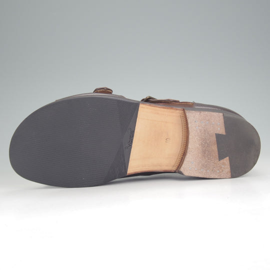 極上★(伊)F.LLIジャコメッティ SIZE 40【定価￥90,200-★ダブルモンクサンダル/FG330】SANDALOラスト/濃茶/メンズ/Giacometti★p313