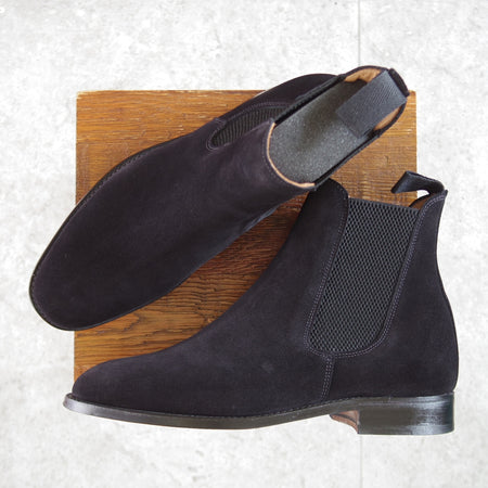 極美品★(英)サンダース SIZE 7.5【グッドイヤーウェルテッド製法★サイドゴアブーツ/Marylebone】9903BS/スエード/黒/SANDERS★o739