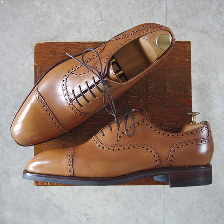 ほぼ未使用★(スペイン製)YANKO/ヤンコ SIZE 8【グッドイヤーウェルテッド製法★クォーターブローグ/14794】カーフ/薄茶/メンズ★p317