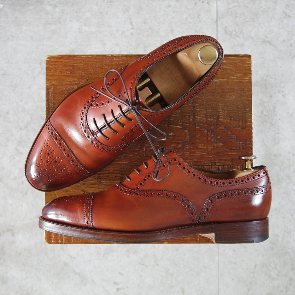 極上★エドワードグリーン 6.5E【定価￥269,500-★カドガン/CADOGAN/202ラスト】セミブローグ/カーフ/茶/メンズ/EDWARD GREEN★o746