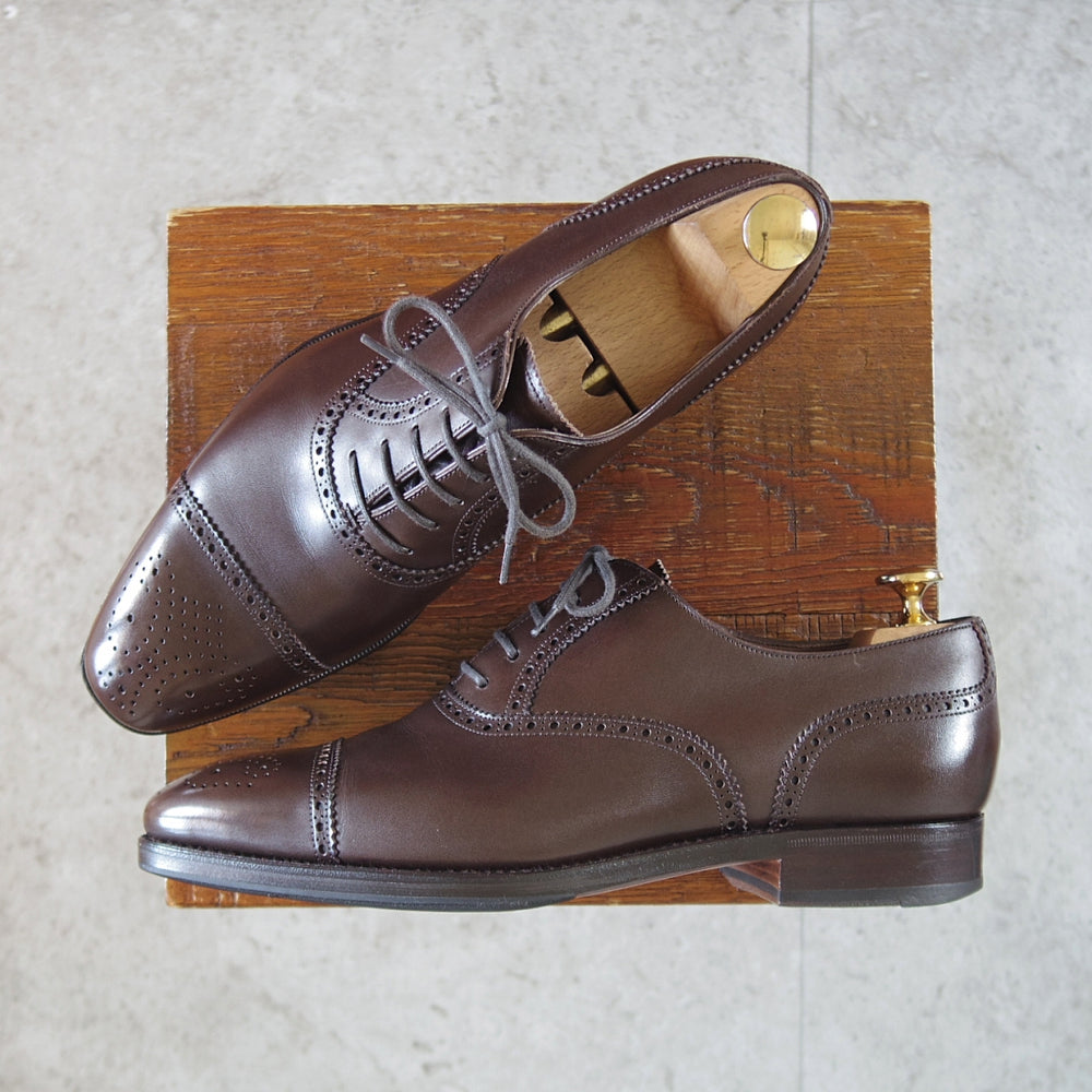 極上★(スペイン製)カルミナ SIZE 6.5【定価￥94,600-★純正シューツリー付/セミブローグ/10051】RAINラスト/濃茶/メンズ/CARMINA★p328