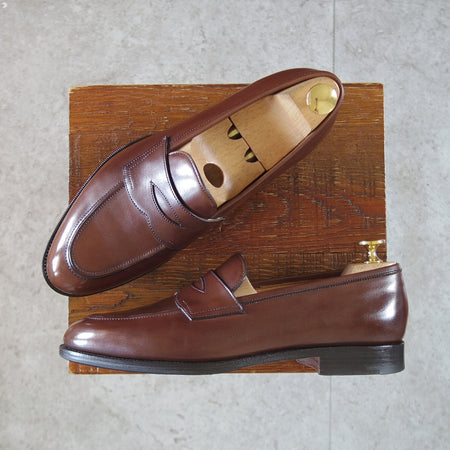 美品★エドワードグリーン 6.5E【定価￥269,500-★ピカデリー/PICCADILLY】184ラスト/コインローファー/カーフ/濃茶/EDWARD GREEN★p331