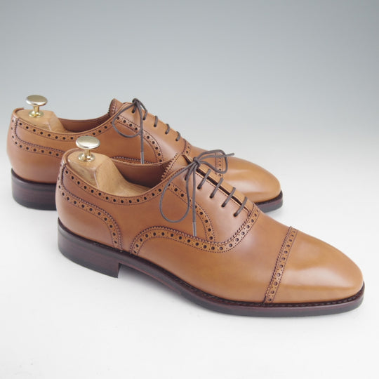 ほぼ未使用★(スペイン製)YANKO/ヤンコ SIZE 8【グッドイヤーウェルテッド製法★クォーターブローグ/14794】カーフ/薄茶/メンズ★p317