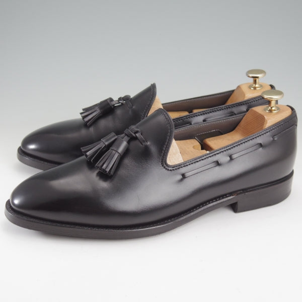★(伊)F.LLIジャコメッティ SIZE 42.5【定価￥121,000-★タッセルローファー/FG421】ROSSAラスト/カーフ/黒/メンズ/Giacometti★n696