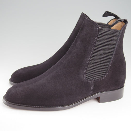 極美品★(英)サンダース SIZE 7.5【グッドイヤーウェルテッド製法★サイドゴアブーツ/Marylebone】9903BS/スエード/黒/SANDERS★o739