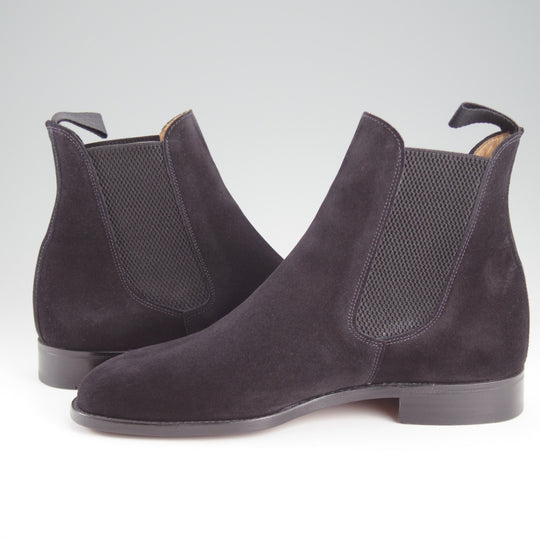 極美品★(英)サンダース SIZE 7.5【グッドイヤーウェルテッド製法★サイドゴアブーツ/Marylebone】9903BS/スエード/黒/SANDERS★o739