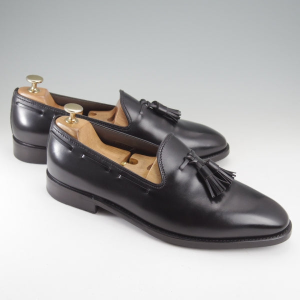 ★(伊)F.LLIジャコメッティ SIZE 42.5【定価￥121,000-★タッセルローファー/FG421】ROSSAラスト/カーフ/黒/メンズ/Giacometti★n696