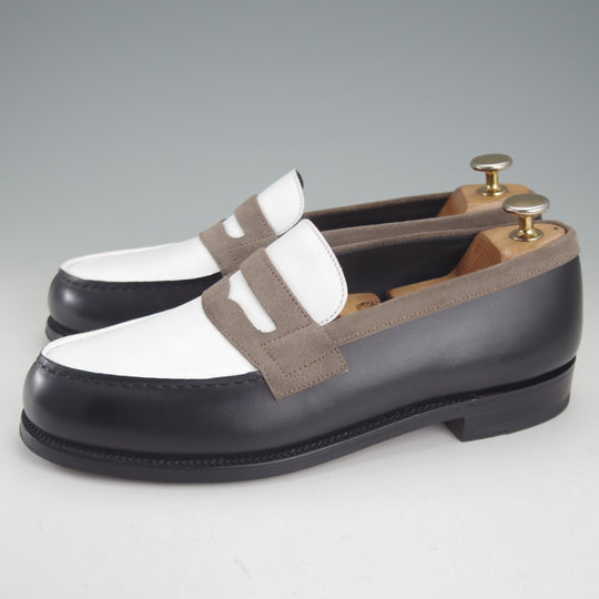 極美品★J.M.ウエストン 6D【定価￥165,000-★180/コインローファー/WESTON COLORS(2023)】41ラスト/黒×白×灰茶/ウェストン★p318