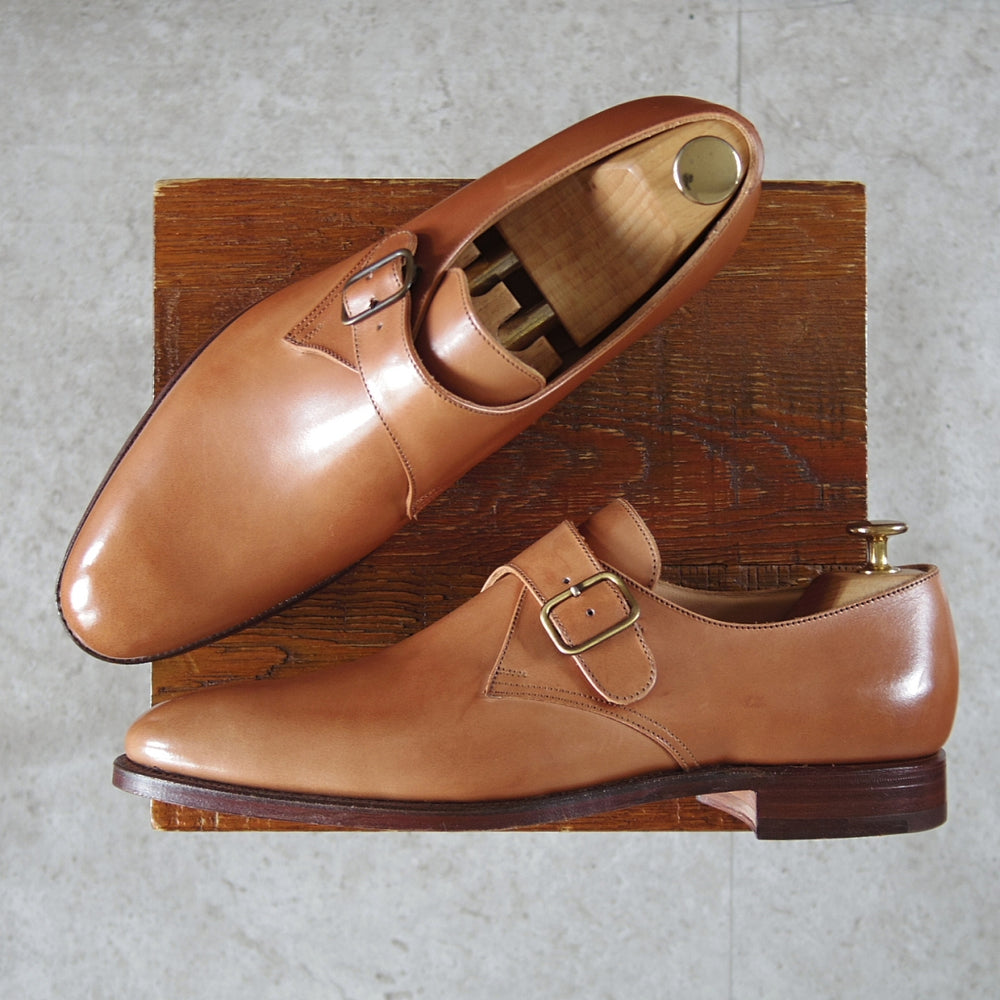 未使用★クロケット&ジョーンズ UK7.5程度【貴重★ラルフローレン別注/Ralph Lauren】モンクストラップ/薄茶/Crockett&Jones★o185