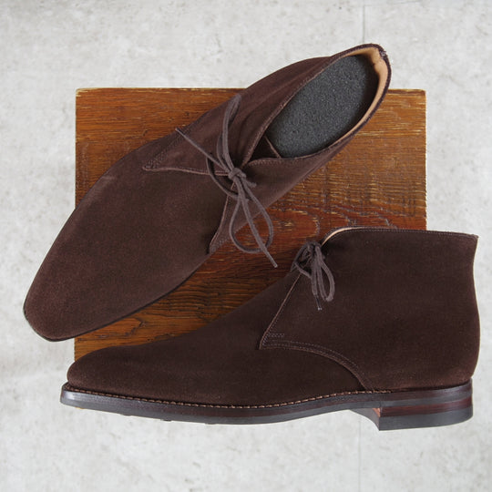 ほぼ未使用★クロケット&ジョーンズ 7E【定価￥104,500-★ダイナイトソール/TETBURY】348ラスト/チャッカブーツ/スエード/濃茶★o187