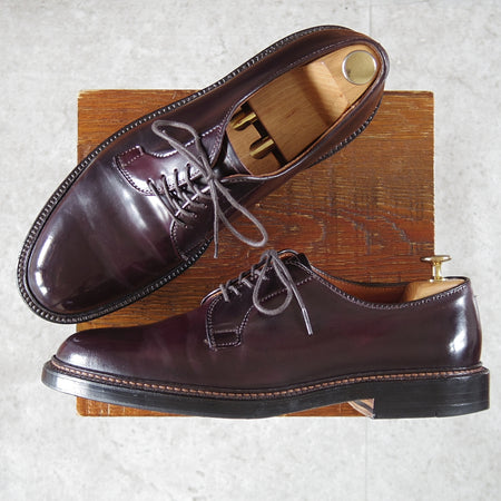 美品★オールデン 9D【定価￥220,000-★コードバン仕様/990】バリーラスト/プレーントゥ/バーガンディー/#8/赤茶/メンズ/ALDEN★o198
