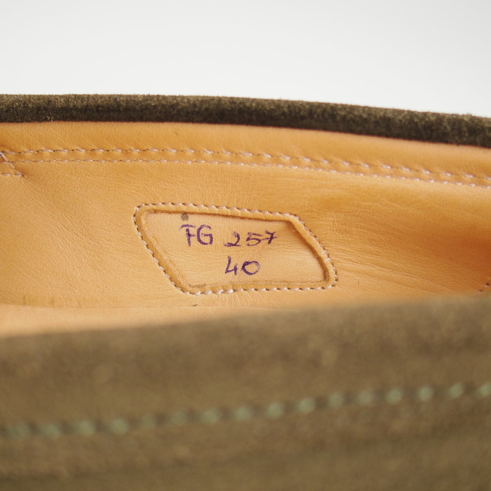 ★(伊)F.LLIジャコメッティ SIZE 40【定価￥103,400-★コインローファー/FG257】スエード/オリーブ/メンズ/Giacometti★p319