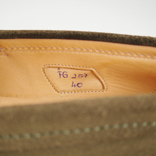 ★(伊)F.LLIジャコメッティ SIZE 40【定価￥103,400-★コインローファー/FG257】スエード/オリーブ/メンズ/Giacometti★p319
