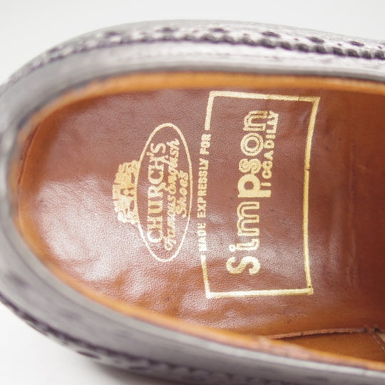 極上★チャーチ 90F/UK9【貴重★2都市ロゴ時代(～70's)/Simpson別注】81ラスト/フルブローグ/シボ革/黒/メンズ/Church's★n697