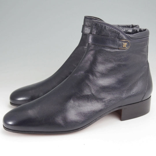 未使用★(伊)タニノクリスチー SIZE 6.5【デッドストック品★サイドジップブーツ/濃紺】カーフ/メンズ/TANINO CRISCI★n185