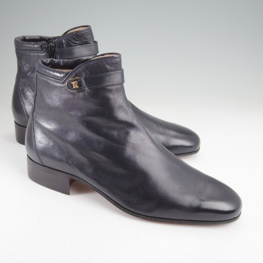 未使用★(伊)タニノクリスチー SIZE 6.5【デッドストック品★サイドジップブーツ/濃紺】カーフ/メンズ/TANINO CRISCI★n185