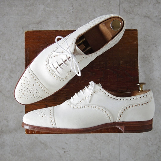 極上★クロケット&ジョーンズ 7.5C【同系モデル定価￥132,000-★WESTFIELD/セミブローグ】341ラスト/スエード/白/Crockett&Jones★n705