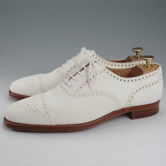極上★クロケット&ジョーンズ 7.5C【同系モデル定価￥132,000-★WESTFIELD/セミブローグ】341ラスト/スエード/白/Crockett&Jones★n705