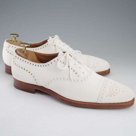 極上★クロケット&ジョーンズ 7.5C【同系モデル定価￥132,000-★WESTFIELD/セミブローグ】341ラスト/スエード/白/Crockett&Jones★n705