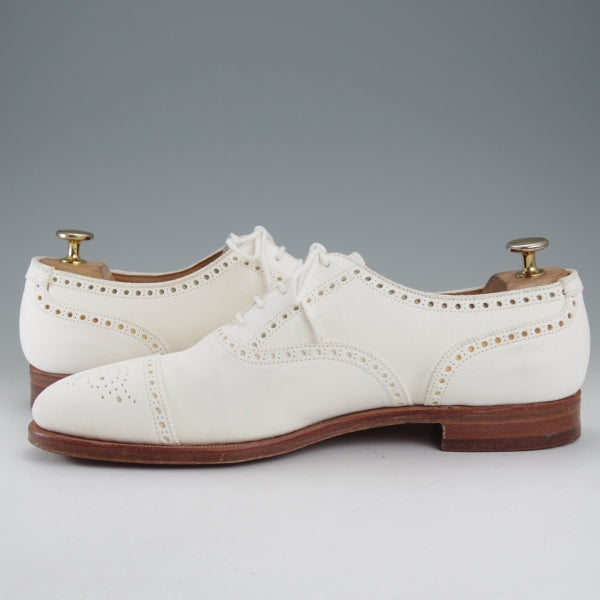 極上★クロケット&ジョーンズ 7.5C【同系モデル定価￥132,000-★WESTFIELD/セミブローグ】341ラスト/スエード/白/Crockett&Jones★n705